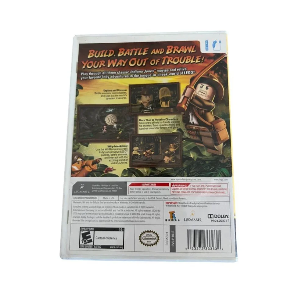 Lego Indiana Jones Original Adventures Nintendo Wii Video Game With Case